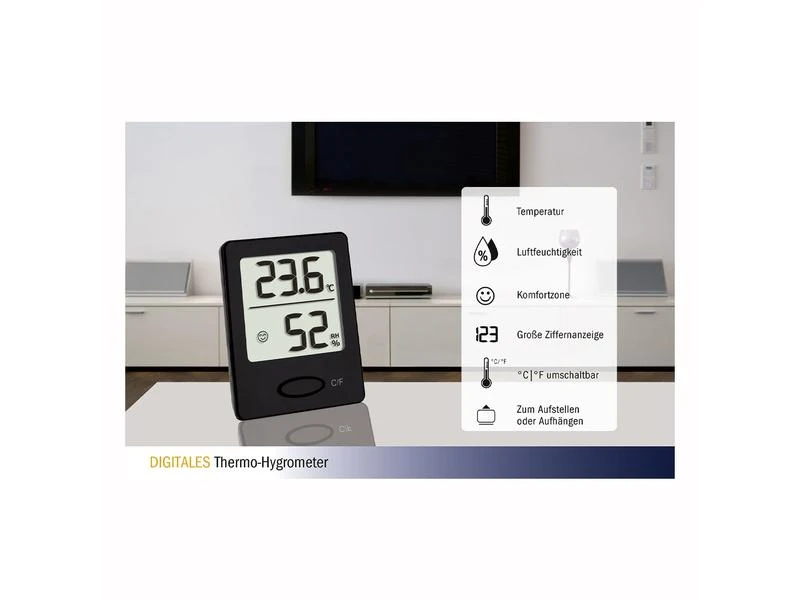 TFA Dostmann Thermo-/Hygrometer Digital Schwarz 7 TFA Dostmann Thermo-/Hygrometer Digital Schwarz – Bild 5